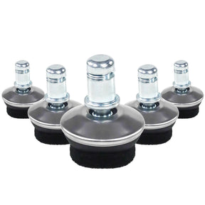 Cinco deslizadores para sillas 5 x STAND FZ plateados con almohadillas de fieltro negras para suelos duros de hjh OFFICE