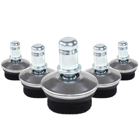 Cinco deslizadores para sillas 5 x STAND FZ plateados con almohadillas de fieltro negras para suelos duros de hjh OFFICE