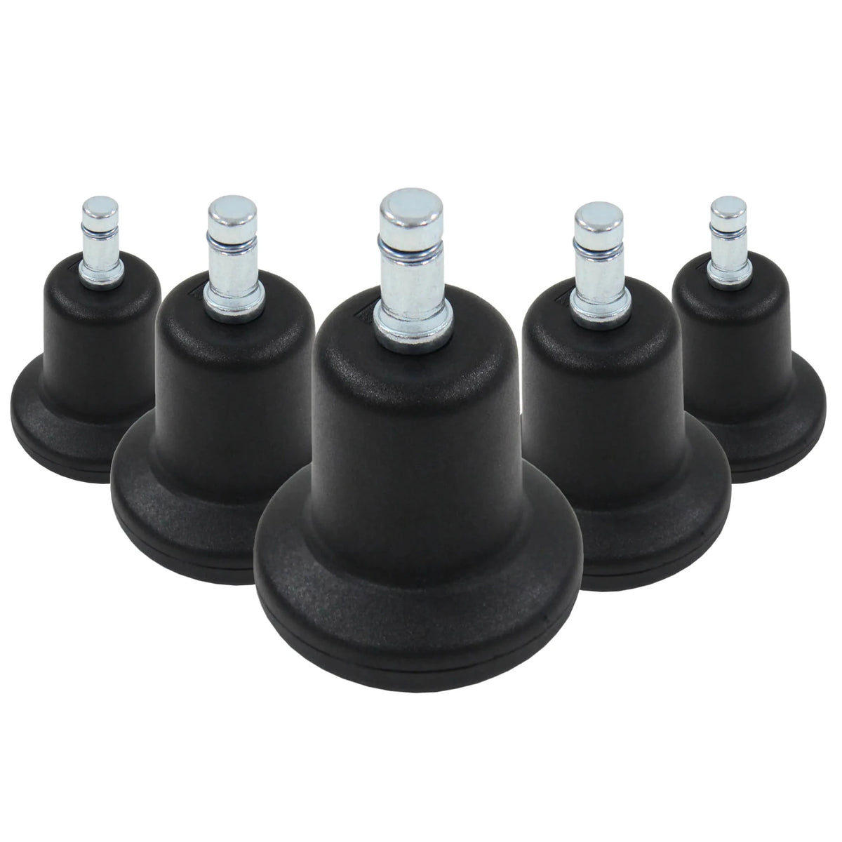 Cinco deslizadores para sillas negros 5 x STAND Nr. 11 con clavijas metálicas plateadas de hjh OFFICE