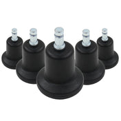 Cinco deslizadores para sillas negros 5 x STAND Nr. 11 con clavijas metálicas plateadas de hjh OFFICE