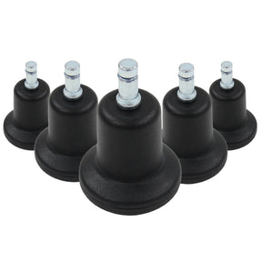 Cinco deslizadores para sillas negros 5 x STAND Nr. 11 con clavijas metálicas plateadas de hjh OFFICE