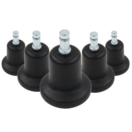Cinco deslizadores para sillas negros 5 x STAND Nr. 11 con clavijas metálicas plateadas de hjh OFFICE
