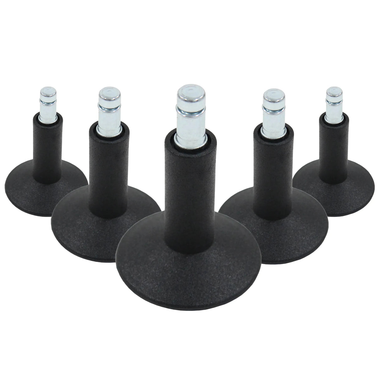 Cinco deslizadores para sillas negros 5 x STAND Nr. 12 con pasador roscado metálico para todos los suelos de hjh OFFICE