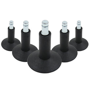 Cinco deslizadores para sillas negros 5 x STAND Nr. 12 con pasador roscado metálico para todos los suelos de hjh OFFICE