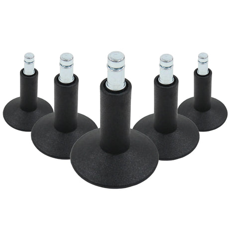 Cinco deslizadores para sillas negros 5 x STAND Nr. 12 con pasador roscado metálico para todos los suelos de hjh OFFICE
