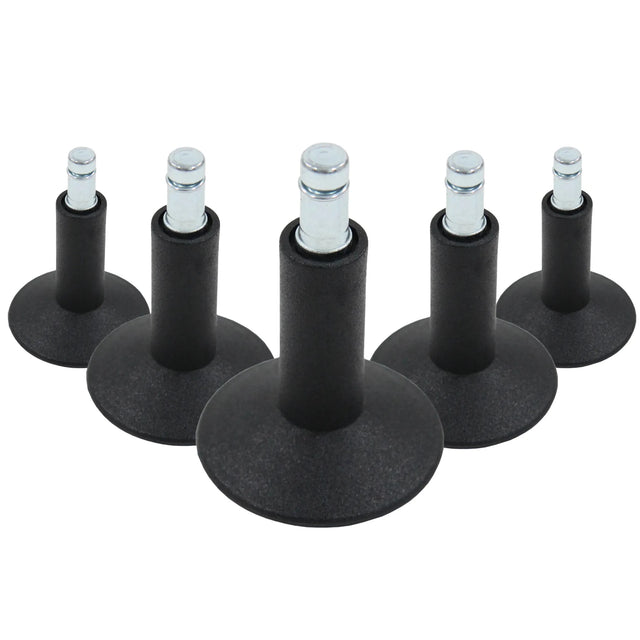 Cinco deslizadores para sillas negros 5 x STAND Nr. 12 con pasador roscado metálico para todos los suelos de hjh OFFICE