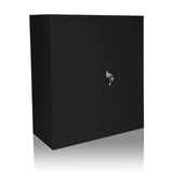 Schwarzer Aktenschrank COLOR AS 105 mit zwei Türen und einem silberfarbenen Griff von hjh OFFICE – 360-Grad-Ansicht (schräge Frontansicht 30°)