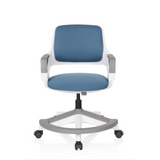 Silla giratoria para niños KID FLEX en color azul grisáceo con reposabrazos y base de cinco ruedas de hjh OFFICE – vista de 360° (vista frontal 0°)