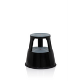 Taburete bajo negro TIO-M II con dos peldaños y superficies antideslizantes de hjh OFFICE – vista de 360° (vista frontal 0°)