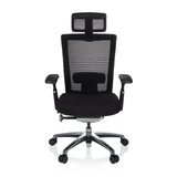 Silla alta gama NOVA PRO I negra con respaldo de malla y base de cinco ruedas de hjh OFFICE – vista de 360° (vista frontal 0°)