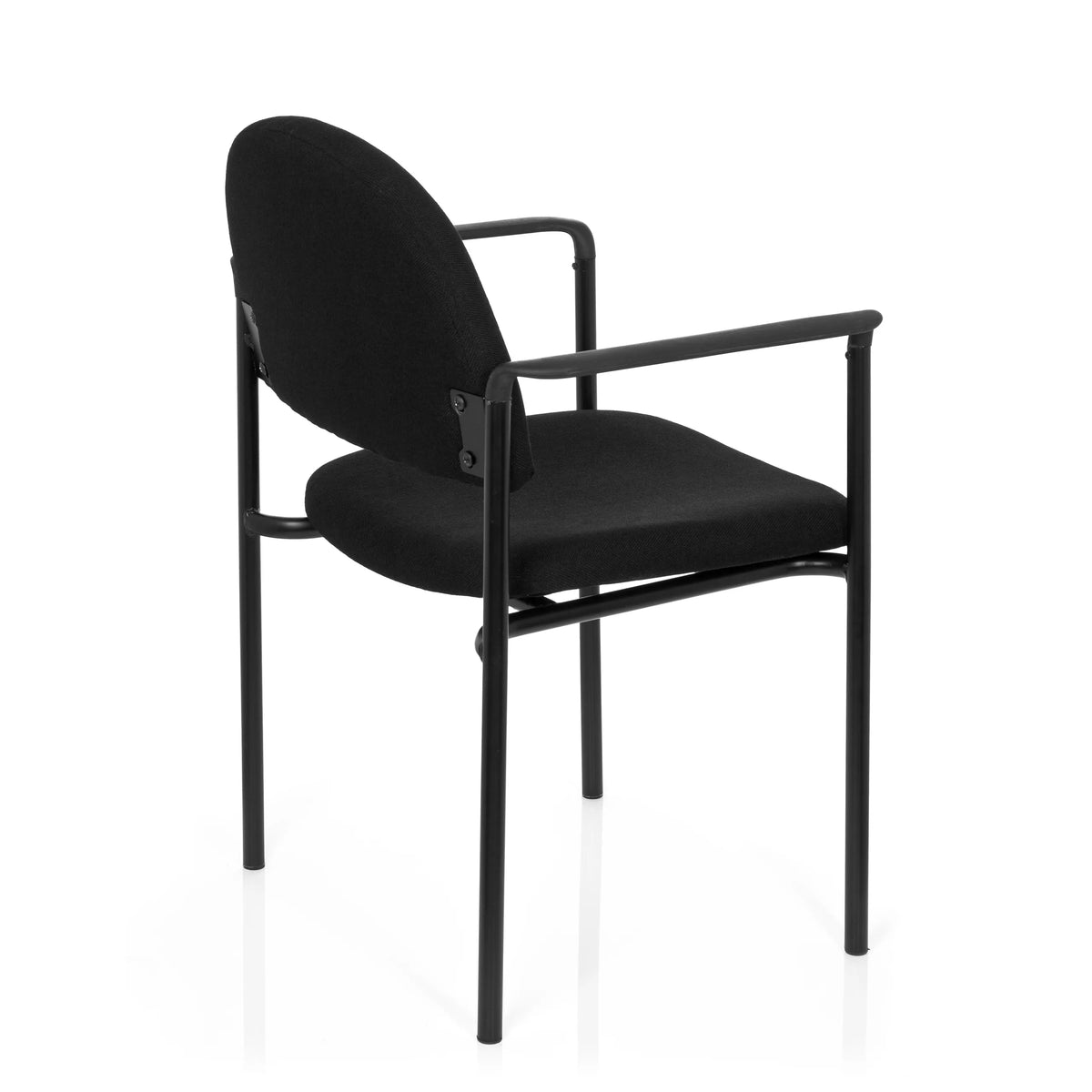 Silla de cuatro patas XT 700 negra con reposabrazos y asiento acolchado de hjh OFFICE – vista de 360° (vista trasera en diagonal 120°)