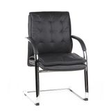 Silla viga voladiza VILLA V negra con tapizado acolchado y reposabrazos de hjh OFFICE – vista de 360° (vista frontal 20°)