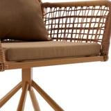 Reposabrazos y asiento trenzados de la silla tapizada Tavaro Korvik en marrón de hjh LIVING