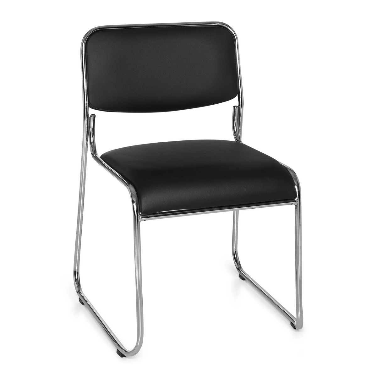 Silla de confidente negra KOLTA con tapizado y estructura de cromo de hjh OFFICE – vista de 360° (vista frontal 20°)