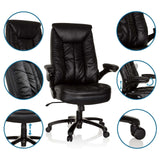 Silla giratoria XXL INSTRUCTOR III negra de cuero sintético con reposabrazos ajustables y resorte de gas de hjh OFFICE