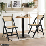 Dos sillas plegables TUDELA BAMBOO en negro y marrón con tejido vienés de hjh LIVING (imagen generada por IA)