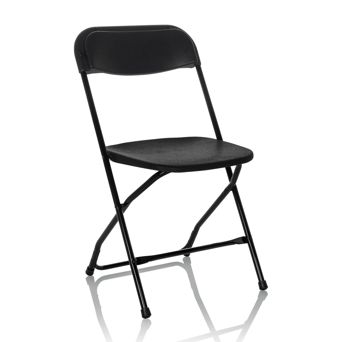 Silla de exterior negra TUDELA XXL B con respaldo sencillo y estructura metálica de hjh OFFICE – vista de 360° (vista frontal en diagonal 30°)