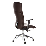 Sillón de alta gama MURANO 20 marrón oscuro con reposabrazos y base de cinco ruedas de hjh OFFICE – vista de 360° (vista trasera en diagonal 120°)