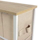Cajón de tela beige con tirador y tablero de madera de la Cómoda FOLDRESS S de hjh LIVING