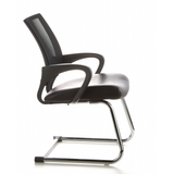 Silla de viga voladiza VISTO NET V negra con respaldo de malla, asiento acolchado y reposabrazos de hjh OFFICE – vista de 360° (vista lateral 80°)