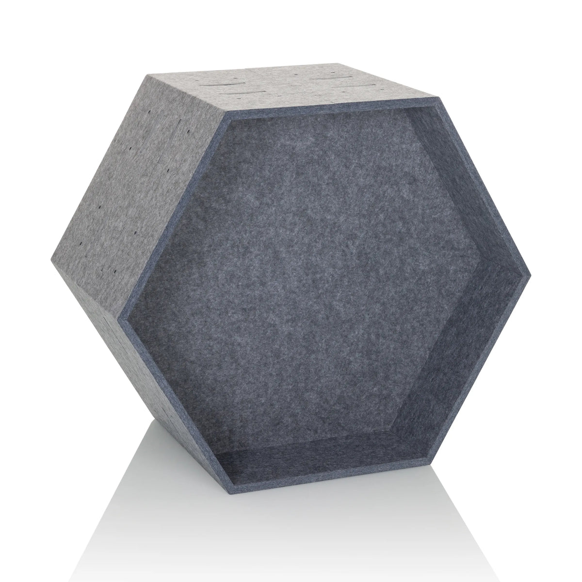 Separador FLEXMIUT STORE B hexagonal de fieltro gris de hjh OFFICE – vista de 360° (vista frontal 15°)