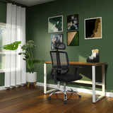Silla Home Office ZH 200 negra con respaldo de malla y reposacabezas de hjh OFFICE