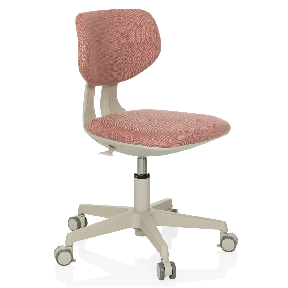 Silla giratoria para niños KIDDY CLASSIC rosa con asiento acolchado y base de cinco ruedas de hjh OFFICE – vista de 360° (vista frontal en diagonal 45°)