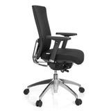 Silla de oficina profesional ASTRA BASE negra con reposabrazos y base de cinco ruedas de hjh OFFICE – vista de 360° (vista lateral 80°)
