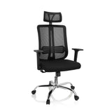 Silla Home Office ZH 200 negra con respaldo de malla y base de cinco ruedas de hjh OFFICE – vista de 360° (vista frontal 20°)