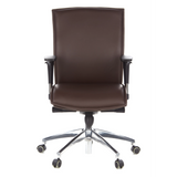 Dunkelbrauner Luxus-Chefsessel MURANO 10 mit Armlehnen und Fußkreuz mit fünf Rollen von hjh OFFICE – 360-Grad-Ansicht (Frontansicht 0°)