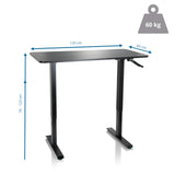 Dibujo dimensional del escritorio de pie STAND CR de 120 x 60 cm y una capacidad de carga de 60 kg de hjh OFFICE