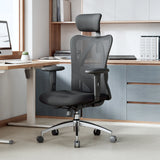 Silla de oficina profesional M18-M148 negra con respaldo de malla y reposacabezas de Sihoo