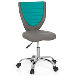 Silla giratoria para niños KIDDY COMFORT en color gris turquesa con base de estrella y cinco ruedas de hjh OFFICE – vista de 360° (vista frontal 20°)