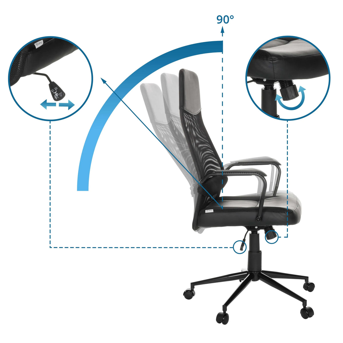 Respaldo ajustable con inclinación de 90 grados del Sillón de oficina Home Office MARCOZ de MyBuero