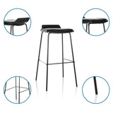 Taburete de bar LONSO 10 negro con asiento acolchado y estructura metálica esbelta de hjh OFFICE