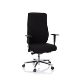 Silla de oficina profesional FORCOM negra con reposabrazos y base de cinco ruedas de hjh OFFICE – vista de 360° (vista frontal 20°)