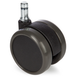 Ruedas para sillas 5x ROLO 10mm/65mm negras para suelos duros con pin de metal plateado de hjh OFFICE – vista de 360° (vista frontal 0°)