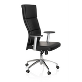 Sillón de alta gama MONZA 20 negro con reposabrazos y base de cinco ruedas de hjh OFFICE – vista de 360° (vista frontal en diagonal 60°)
