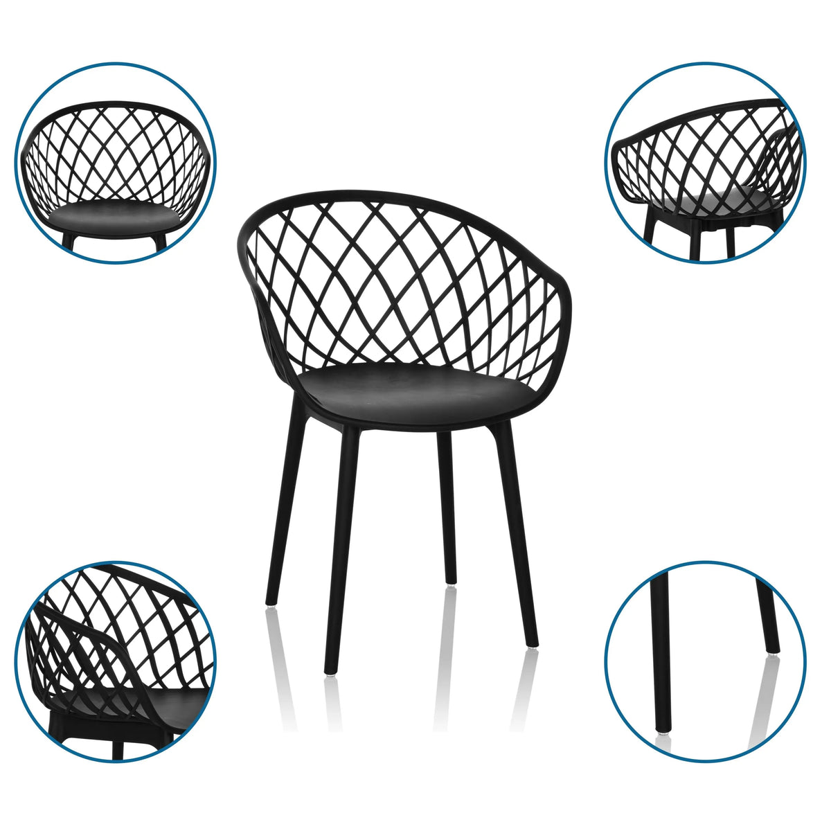 silla nórdica BEGIO B en negro con respaldo de malla y cuatro patas de hjh OFFICE