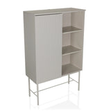 estante gris SIO con un compartimento de puerta acanalada, dos estantes abiertos y estructura de hjh LIVING – vista de 360° (vista frontal en diagonal 30°)