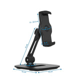 Dibujo dimensional del Soporte para teléfono móvil y tableta FLEXMOBI IV con base de 15 × 15 cm de hjh OFFICE