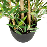 Maceta negra con hojas verdes y tallos de bambú de la Planta artificial MINI BAMBUS de hjh OFFICE