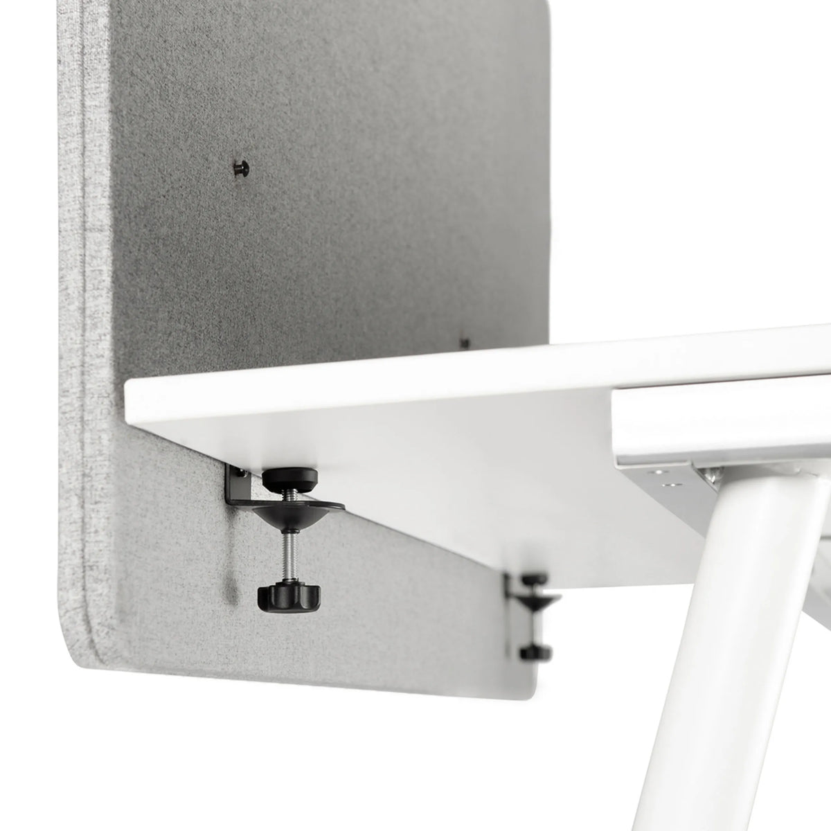 Abrazaderas de fijación de un separador de mesa FLEXMIUT D 120 en color gris claro jaspeado de hjh OFFICE