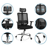 Silla Home Office ZH 200 en negro con reposacabezas ajustable y resorte de gas de hjh OFFICE