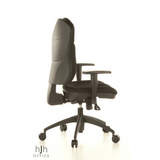 Silla de oficina profesional WELLPOINT 30 K2 negra con reposabrazos y base de cinco ruedas de Topstar – vista de 360° (vista lateral 100°)