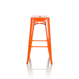 Taburete de bar VANTAGGIO HIGH naranja con cuatro patas y reposapiés integrados de hjh OFFICE – vista de 360° (vista lateral 90°)