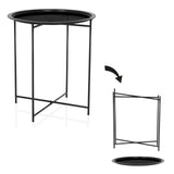 Vista explosionada de la mesa auxiliar ALLRUND en negro con tablero perforado de hjh LIVING