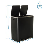 Dibujo dimensional de la papelera CLEAN XI con una altura de 94 cm y una capacidad de 60 l de hjh OFFICE