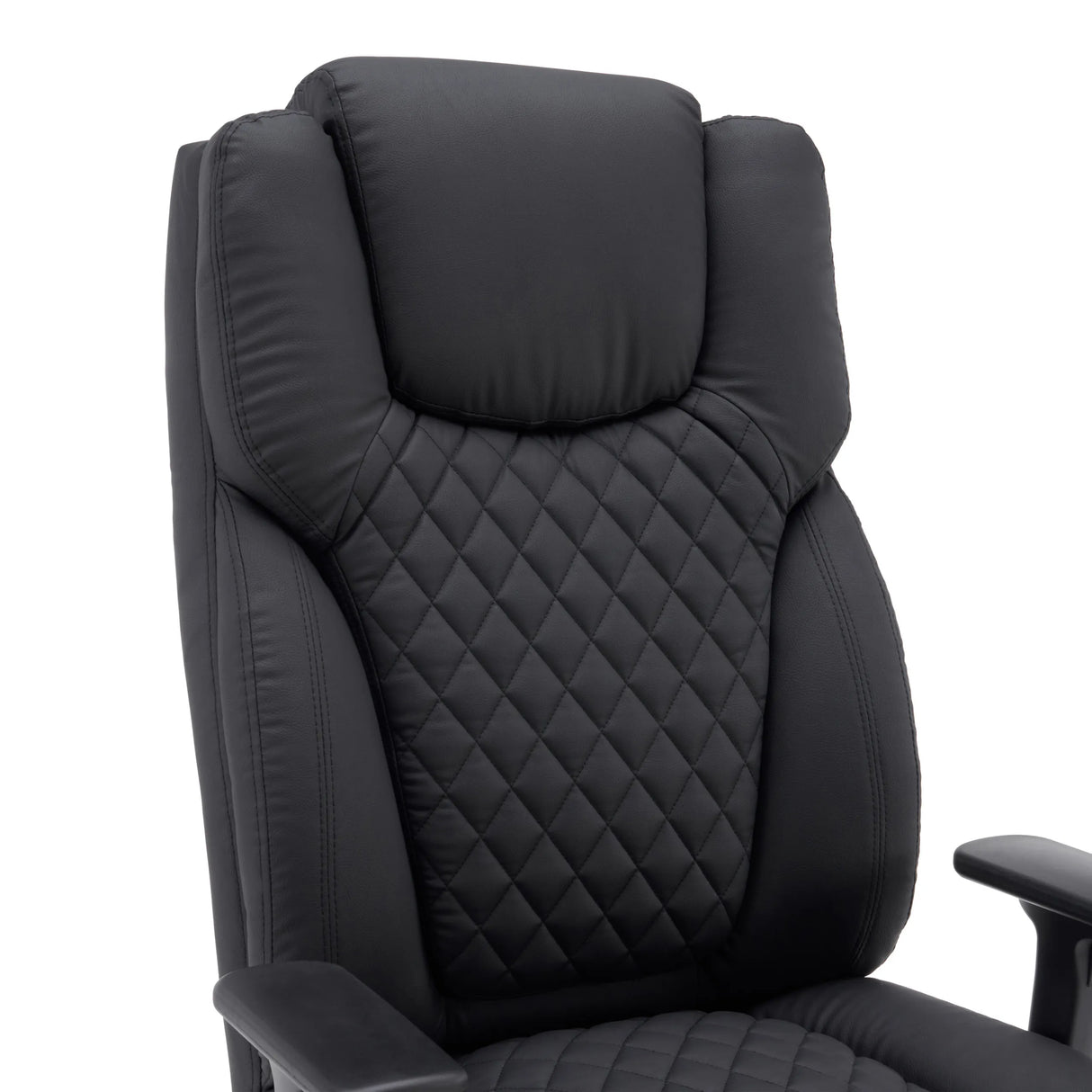 Respaldo con costura de diamante de la silla giratoria XXL Pullmann Gen2 de cuero sintético negro de hjh OFFICE