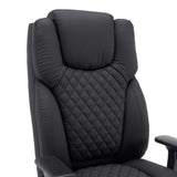 Respaldo con costura de diamante de la silla giratoria XXL Pullmann Gen2 de cuero sintético negro de hjh OFFICE